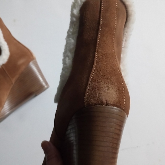 André Assous Women's Faux‎ Shearling Trim Wedge Leather Bootie - Picture 9 of 9